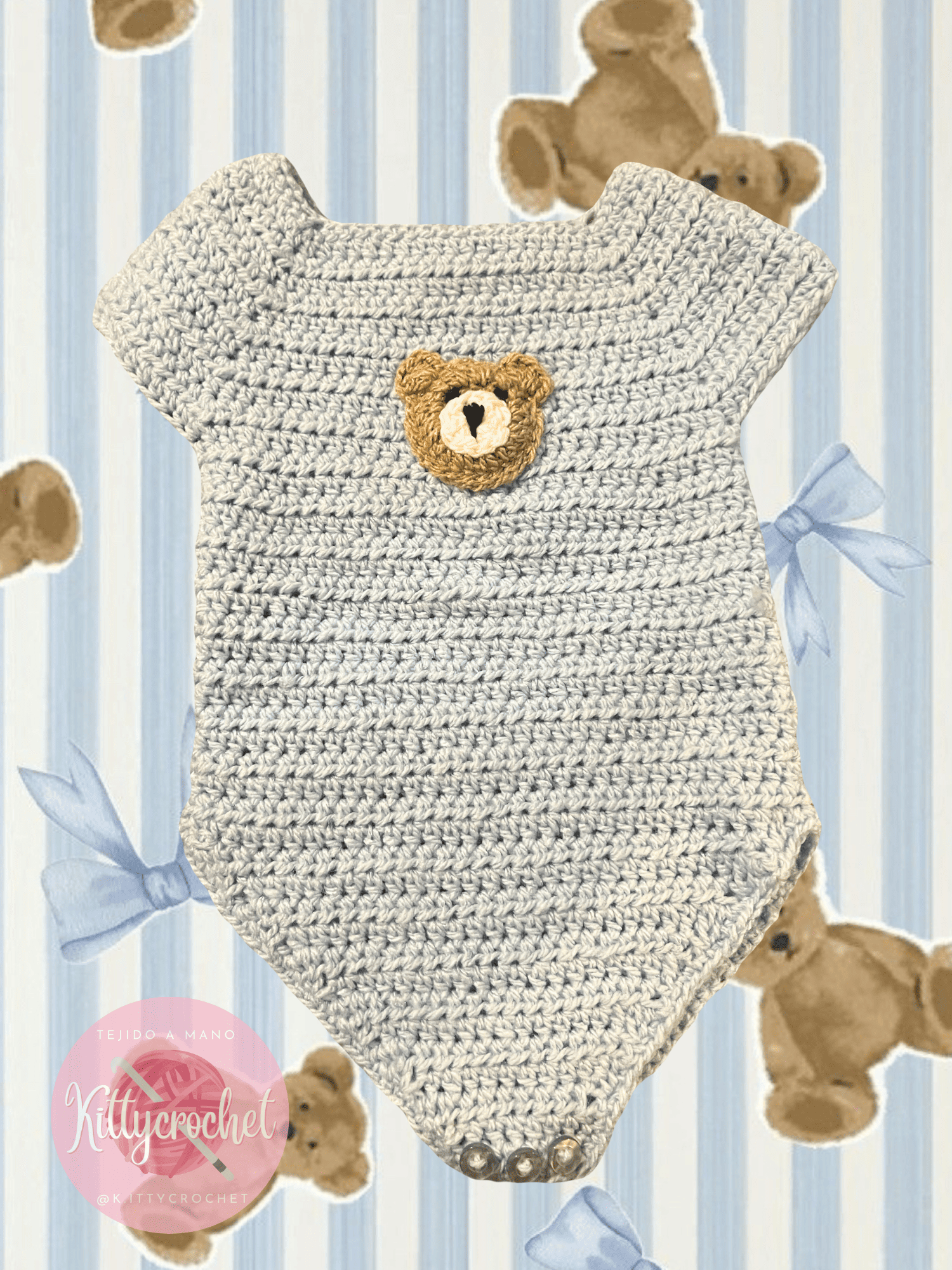 Body bebe azul oso 3-6 meses