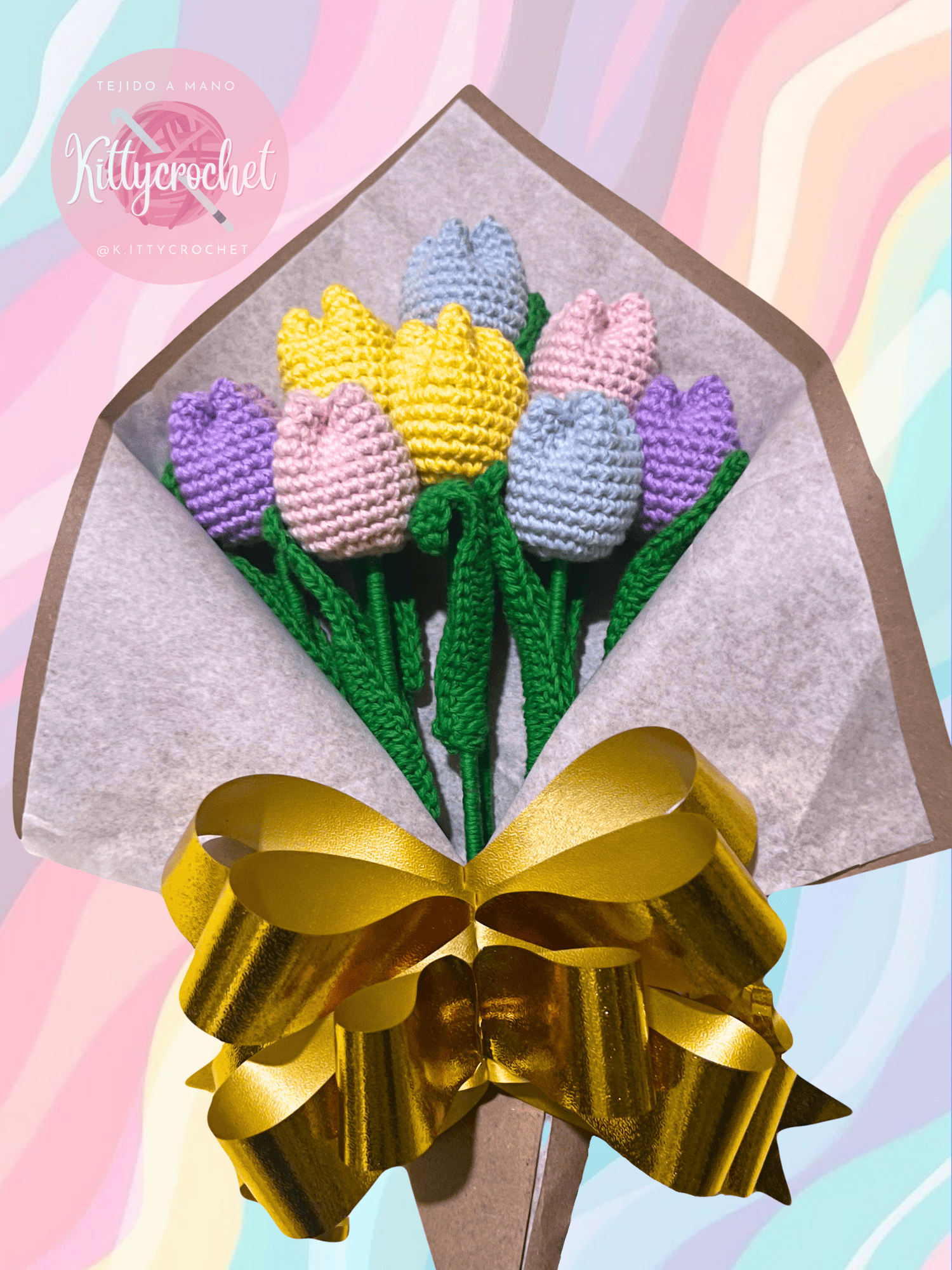 Ramo 8 tulipanes colores pastel