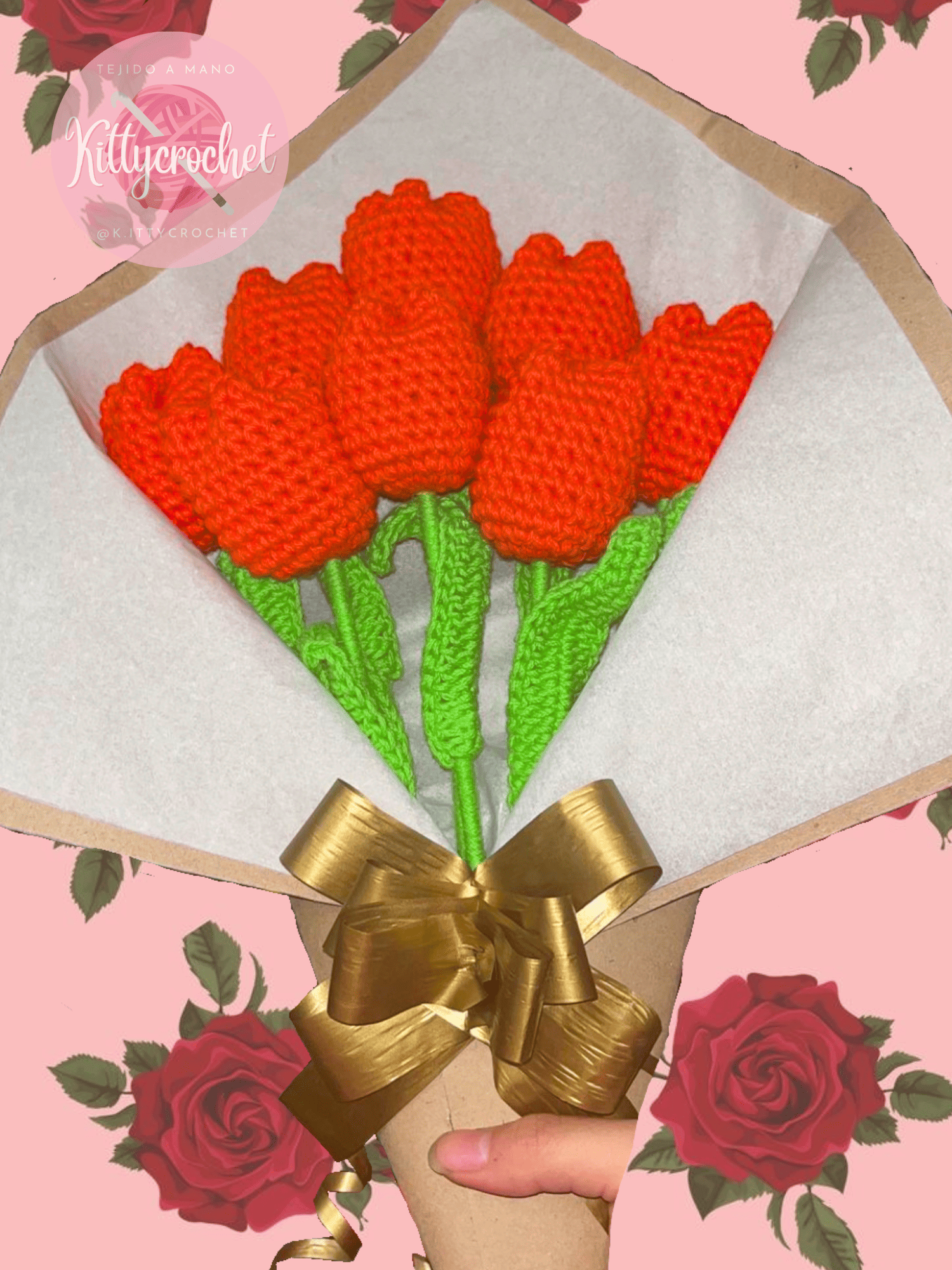 Ramo 8 tulipanes rojos