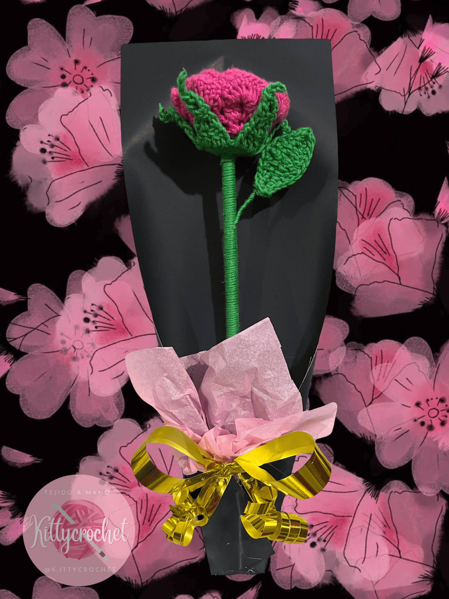 Rosa rosada individual